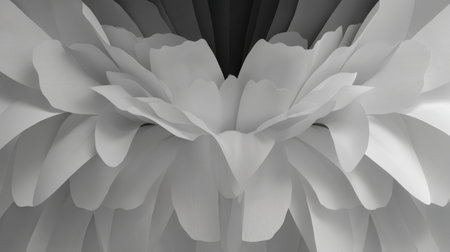 Discover an elegant arrangement of monochrome flower petals in soft gray tones. This abstract design captures elegance, simplicity, and organic beauty.の素材