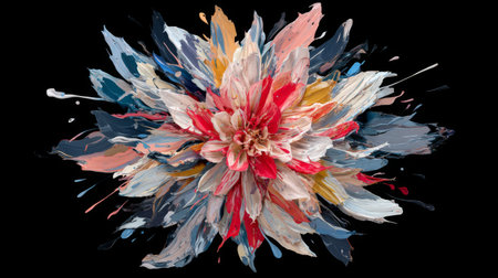 A stunning abstract floral composition featuring vibrant colors and dynamic brush strokes, perfect for artistic projects and creative expressions or decorative needs.の素材