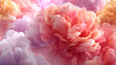 This stunning image captures an array of delicate flower petals in soft focus, featuring pastel hues and intricate textures, ideal for artistic and nature-themed projects.の素材