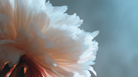 A gentle flower petal captures natural beauty with soft pink hues and delicate textures against a calming blue backdrop, evoking a sense of peace and elegance.の素材