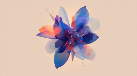 This vibrant abstract floral design features delicate petals and a soft background, perfect for creative projects, modern decor, and artistic inspiration.の素材