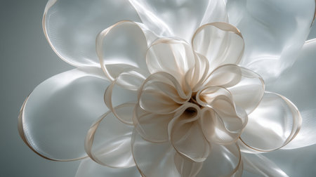 Capture the essence of elegance with this stunning ribbon flower arrangement in white and beige. Ideal for decor and design projects, creating a serene atmosphere.の素材
