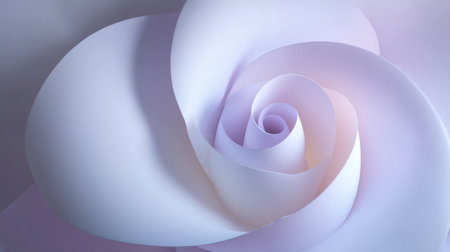 This abstract image showcases a soft pastel paper rose, focusing on delicate curves and smooth surfaces, creating a serene and elegant atmosphere for various uses.の素材