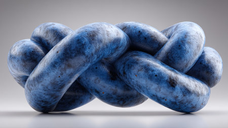 This stunning blue knot sculpture showcases intricate twists and smooth curves, emphasizing modern artistic design and deep textural qualities in three-dimensional art.の素材