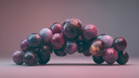 This image features an abstract arrangement of colorful spheres, emphasizing harmony and contrast against a smooth gradient background, perfect for artistic visuals.の素材