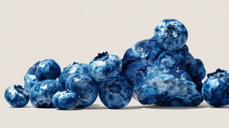 A visually stunning arrangement of fresh blueberries on a soft background, highlighting the vibrant hues and natural beauty of these delicious berries. Perfect for food enthusiasts.の素材
