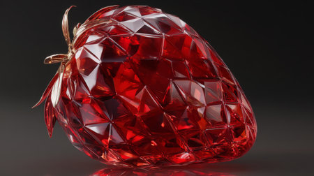 This exquisite crystal strawberry sculpture features captivating geometric patterns, reflecting light beautifully. An ideal decorative piece for art enthusiasts and collectors.の素材