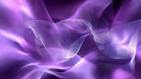 This stunning abstract image features flowing waves in shades of purple and white, creating a sense of movement and depth perfect for backgrounds or artistic projects.の素材