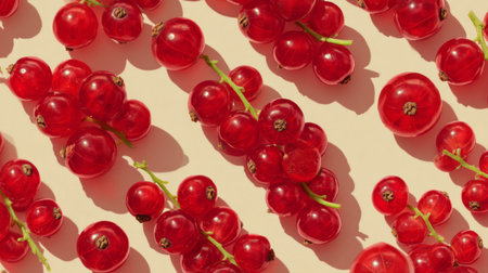 A stunning arrangement of fresh red currants and berries showcases vibrant colors and textures, ideal for food photography, culinary projects, or healthy lifestyle themes.の素材