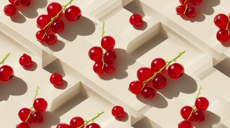 A visually striking arrangement of fresh red berries on a soft neutral background, perfect for culinary projects, food styling, and marketing needs.の素材