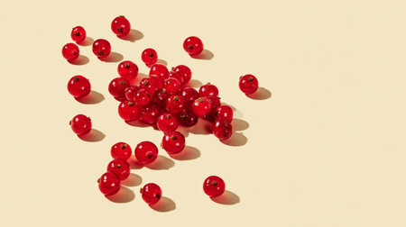 A captivating arrangement of fresh red berries on a light background, highlighting their vibrant color and natural sheen, perfect for food-inspired projects.の素材