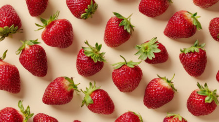 Discover a stunning array of fresh strawberries arranged on a light background, highlighting the vibrant colors and textures, ideal for health-focused and culinary projects.の素材