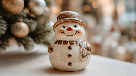 This delightful snowman figurine with a bright smile brings warmth and joy to any holiday setting, capturing the essence of festive celebrations and cozy gatherings.の素材
