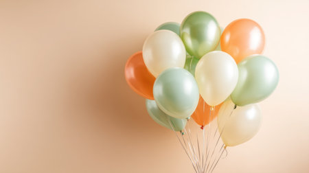 This image showcases a cluster of colorful balloons floating against a soft background, perfect for adding a joyful touch to any celebration or event.の素材