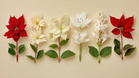 An exquisite collection of colorful flowers arranged against a neutral backdrop, capturing the essence of nature's beauty and vibrant colors in a detailed floral display.の素材