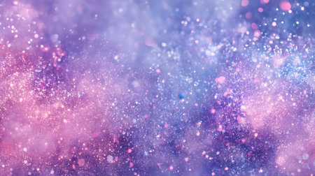 Vivid and enchanting abstract background featuring a blend of bokeh lights and glitter in captivating shades of purple, blue, and pink for creative projects.の素材
