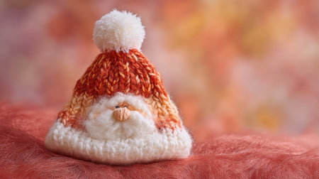 This adorable knitted hat features a cheerful pom pom, making it an ideal accessory for winter photography and festive decorations, exuding warmth and creativity.の素材