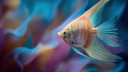 A stunning tropical fish glides gracefully through a vibrant coral reef, showcasing the beauty of underwater life. This image captures the essence of marine serenity.の素材