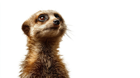 This stunning close-up features a meerkat with captivating eyes and fluffy fur, portraying curiosity and a gentle demeanor. Perfect for wildlife-themed projects.の素材