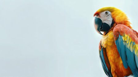 Stunning close-up of a macaw showcasing its vibrant feathers and striking colors. This image captures the essence of tropical wildlife and the beauty of nature.の素材