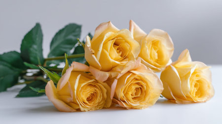 A captivating display of yellow roses emphasizes beauty and elegance, making it perfect for floral arrangements, celebrations, and romantic gestures in various settings.の素材