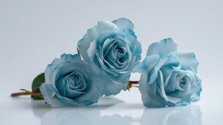This stunning image captures the beauty of blue roses, symbolizing elegance and romance, making it ideal for various themes, events, and artistic projects.の素材
