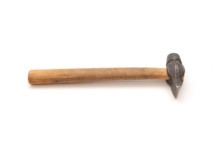 hammer with wooden handle on white backgroundの写真素材