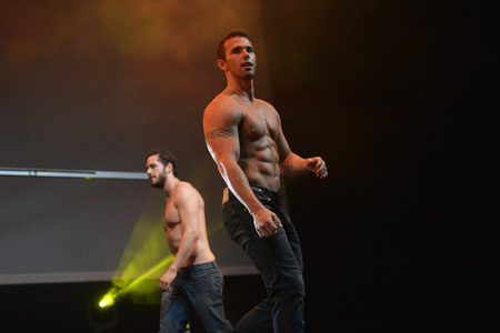 BELGRADE, SERBIA - APRIL 16: The Chippendales perform during european tour in Belgrade, Serbia on April 16, 2016のeditorial素材