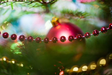 Christmas Tree Decoration background in horizontal frameの写真素材