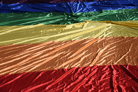Rainbow flag at Gay Pride Parade in Belgrade, Serbiaの写真素材