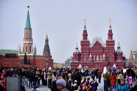 MOSCOW, RUSSIA - March 23, 2014: Touritst on Red square in Moscow, Russiaのeditorial素材