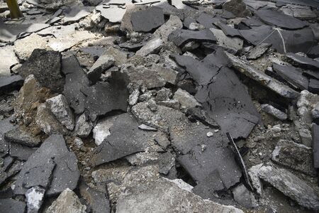 broken concrete, street under reconstruction in Belgrade, Serbia