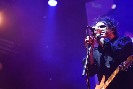 Novi Sad, Serbia - 04 July 2019: Performing of the Cure (Robert Smith at picture) at Main Stage at Exit festival. The 19th Exit festival with the theme of Tribe started at Petrovaradin fortress on 4th of July, 2019.のeditorial素材