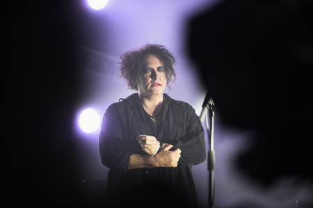 Novi Sad, Serbia - 04 July 2019: Performing of the Cure (Robert Smith at picture) at Main Stage at Exit festival. The 19th Exit festival with the theme of Tribe started at Petrovaradin fortress on 4th of July, 2019.のeditorial素材