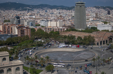 BARCELONA, SPAIN - SEPTEMBER 9, 2014: Cityscape of Barcelona in Catalonia, Spain. Barcelona is the 2nd largest city in Spain and a hugely popular tourist destinationのeditorial素材