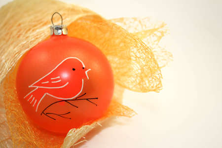 Orange Christmas Decoration over White Background.の写真素材