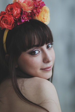 Beautiful flower girlの写真素材