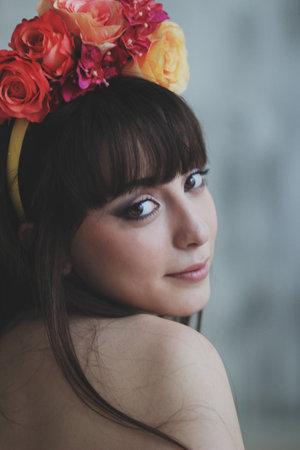 Beautiful flower girlの写真素材