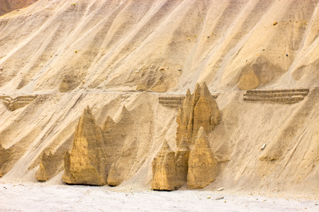 Stunning huge sandy figures in the high desert in the Himalayasの写真素材