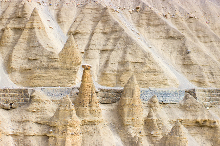 Interesting sand figures along the road in the Spiti Valleyの写真素材