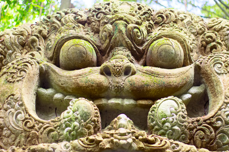 Figure of cement protecting from evil spirits during Nyepi day in Bali.の写真素材