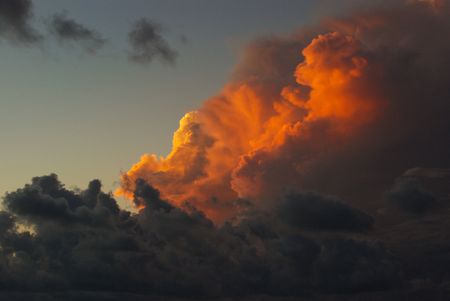 clouds illuminated in the sunset