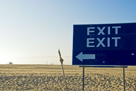 Exit sign at the beachの写真素材