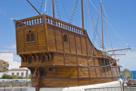 Santa Maria, ship of Columbus at Santa Cruz, capital city of La Palma (Canary Islands)
