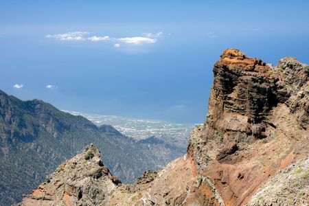 Panorama from highes point of La Palmaの写真素材