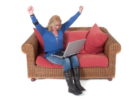 Surprised woman has won the lotteryの写真素材