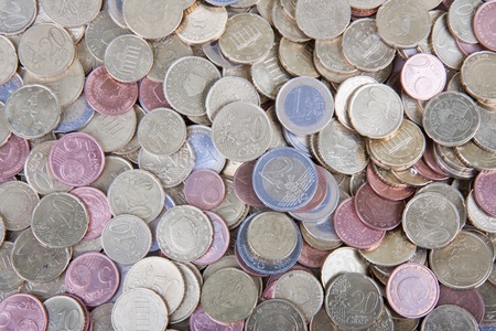 Pile of many  european coinsの写真素材