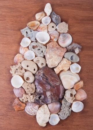 Beautiful decoration of colorful stones and shellsの写真素材