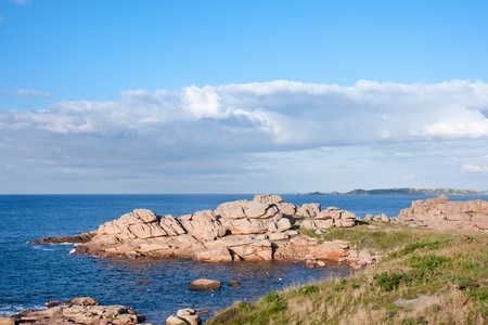 Coast with famous pink granite rocks in Brittany, Franceの写真素材