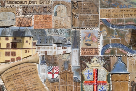 ZELL, GERMANY - JULY 18  Historic mosaic at a town-wall  on July 18, 2012 in Zell, Germanyのeditorial素材